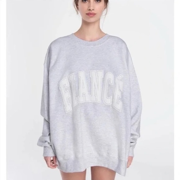 The Bar Fiance Limited Edition Varsity Sweatshirt in Heather Grey Sz L